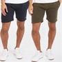 Brave Soul Mens Two Pack Mccartney Shorts Navy/Khaki