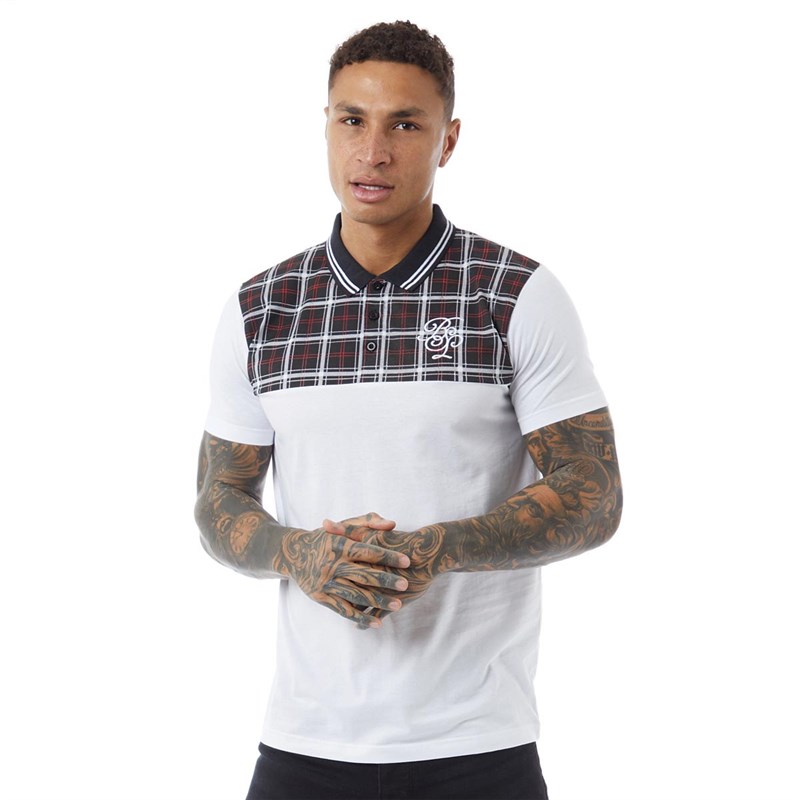 Brave Soul Męskie Cortland Koszulki Polo z Krótkim Rękawem Biały