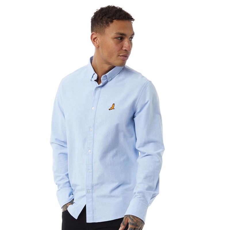 Brave Soul Mens Claudian Long Sleeve Shirt Light Blue