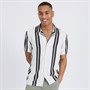 Brave Soul Mens Rhone Short Sleeve Shirt Optic White/Black Print