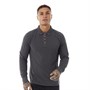 Brave Soul Mens Union Long Sleeve Polo Top Dark Charcoal Marl