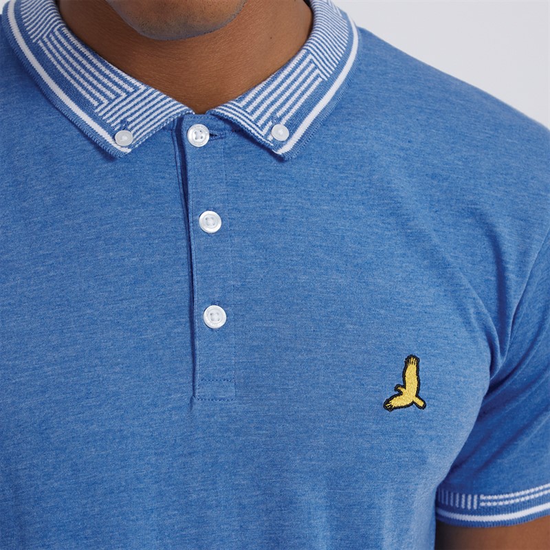 Brave Soul Mens Story Polo Sky Blue Marl