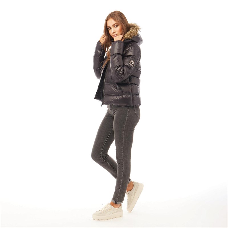 Brave Soul Damen Hopshines Jacke Schwarz