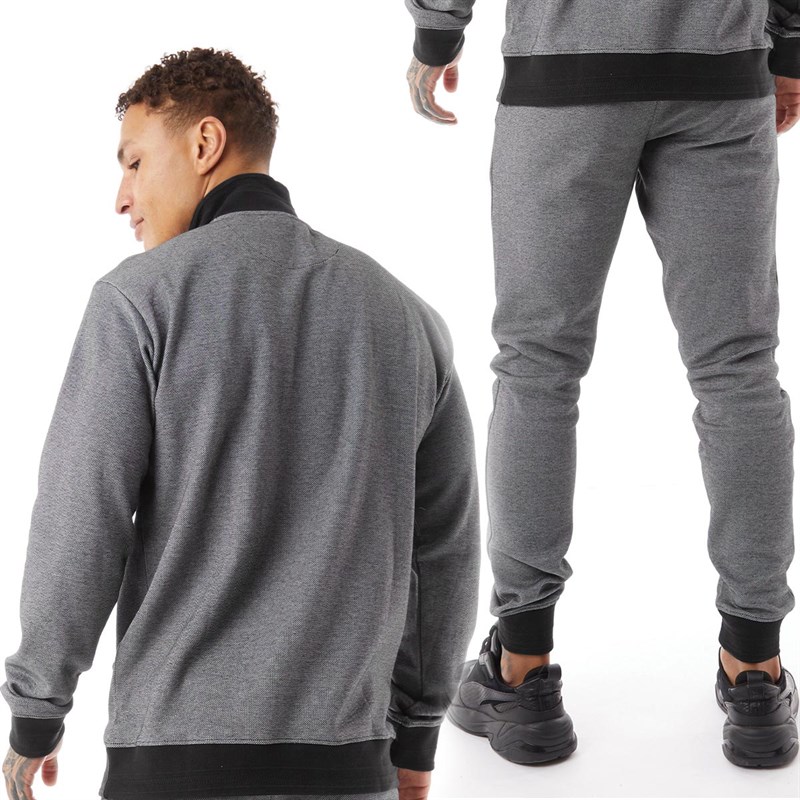 Brave Soul Mens Borman Tracksuit Jet Black Birdseye