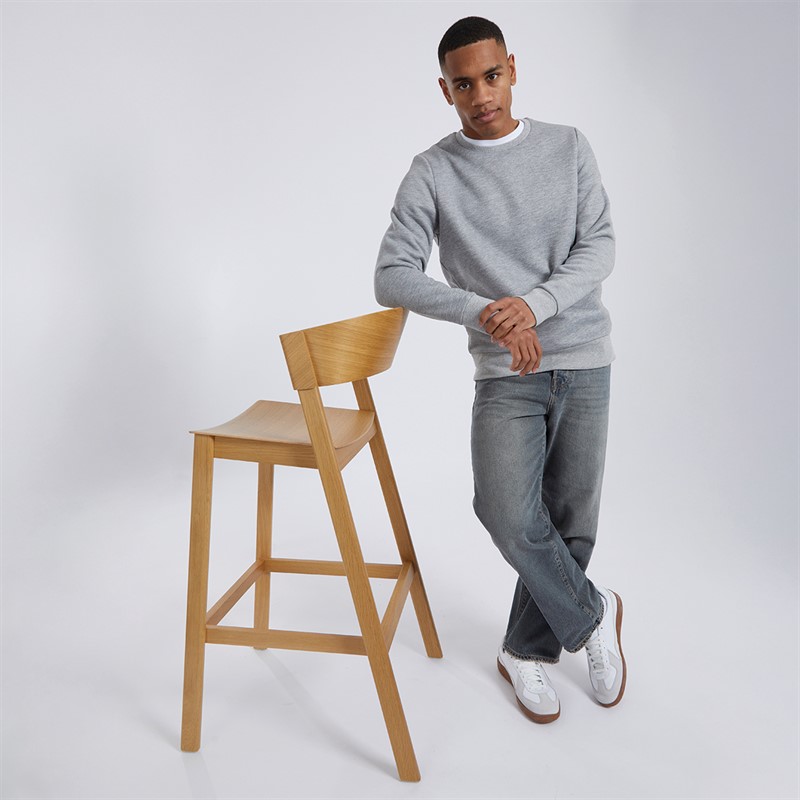 Brave Soul Mens William Sweatshirt Light Grey Marl