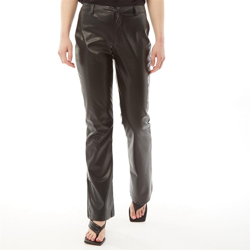 Buy Brave Soul Womens Tori PU Flared Trousers Black