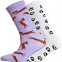 Brave Soul Womens  Dachshund Two Pack Socks Lilac/Multi/White/Black