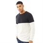 Brave Soul Mens Kepler Crew Neck Jumper Midnight Navy/Vintage White
