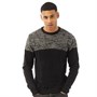 Brave Soul Mens Roland Crew Neck Jumper Black/Black/Grey
