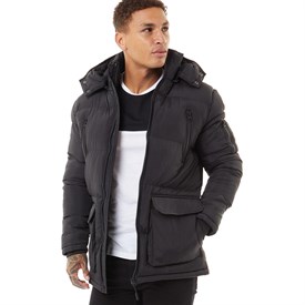 Buy Brave Soul Mens Dusk Padded Longline Jacket Black