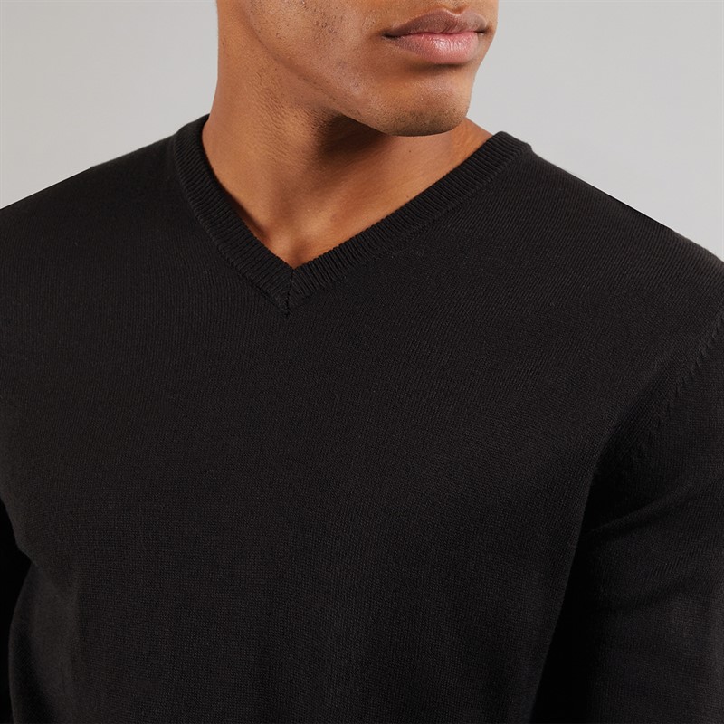 Brave Soul Mens Celestial V Neck Jumper Black