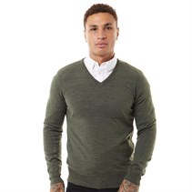 Brave Soul Mens Celestial V Neck Jumper Khaki Mix