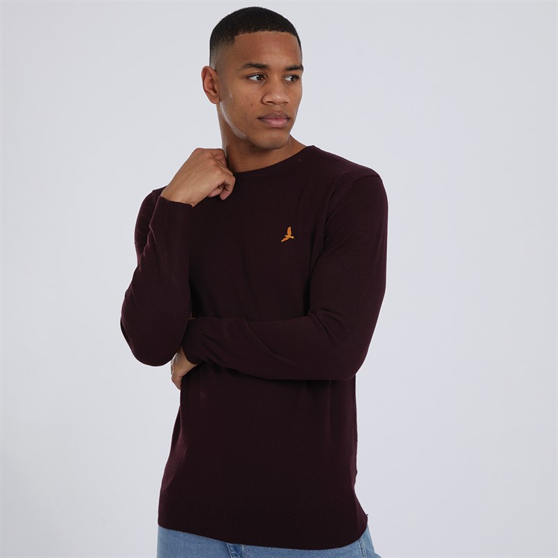 Buy Brave Soul Mens Theory Crew Neck Jumper Oxblood