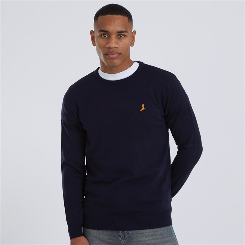 Buy Brave Soul Mens Theory Crew Neck Jumper Navy