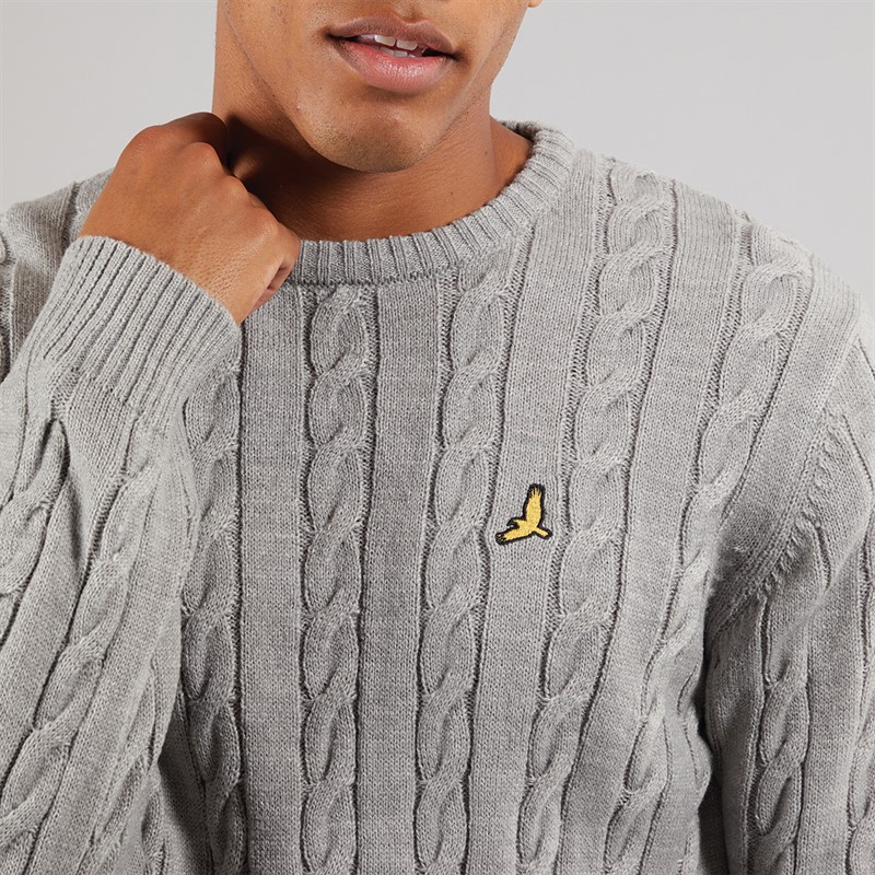 Brave Soul Mens Alliance Crew Neck Jumper Silver Grey Marl