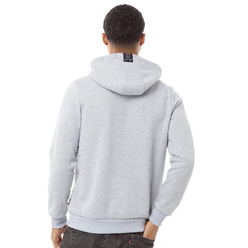 Buy Brave Soul Mens Sandbrook Hoodie Light Grey Marl/White