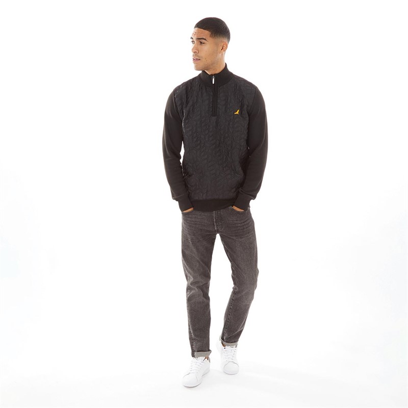 Brave Soul Mens Calder Funnel Neck Sweatshirt Jet Black