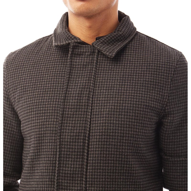 Brave Soul Mens Ziv Long Jacket Grey Check