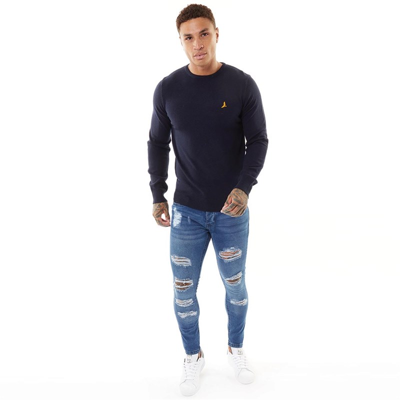 Brave Soul Mens Leyland Ripped Skinny Jeans Blue