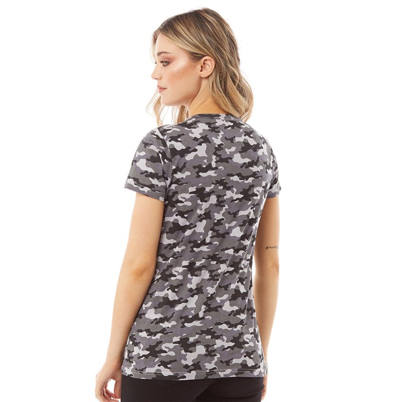 Brave Soul Womens Dis T-Shirt Charcoal Camo