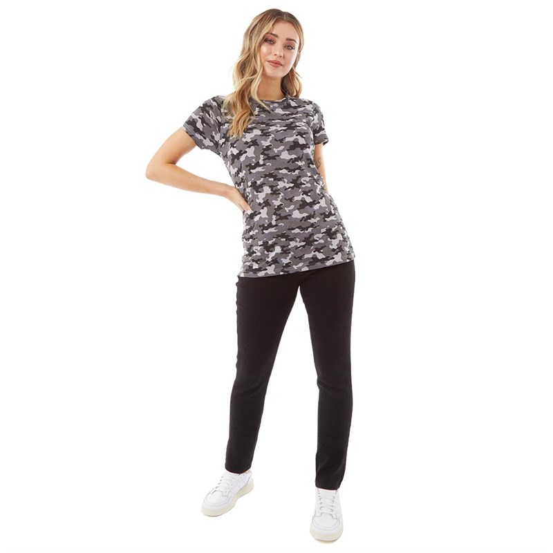 Brave Soul Womens Dis T-Shirt Charcoal Camo