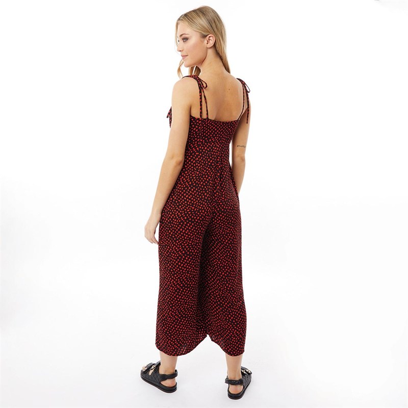 Buy Brave Soul Womens Peri Jumpsuit Black Red Spot