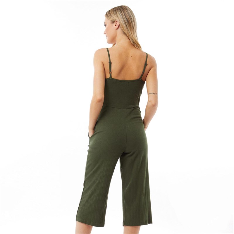 Brave Soul Womens Iris Jumpsuit Khaki