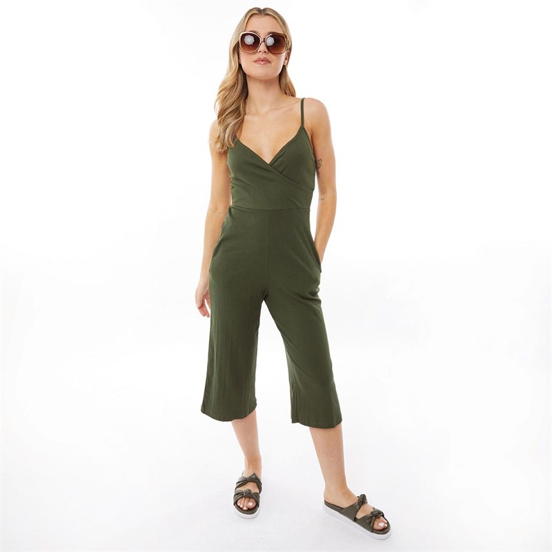 Brave Soul Womens Iris Jumpsuit Khaki