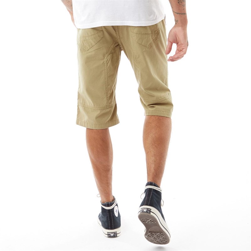 Brave Soul Mens Ezra 3/4 Utility Shorts Stone