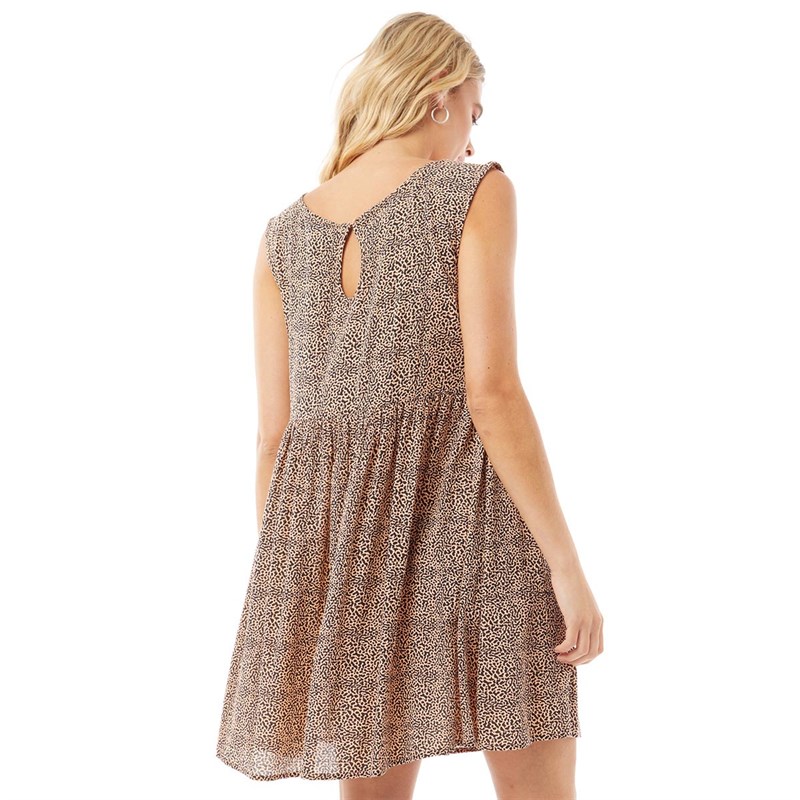 Brave Soul Womens Mina Dress Orange/Black Animal Print