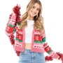 Brave Soul Damen Figgy Christmas Weihnachts Pullover Rosa