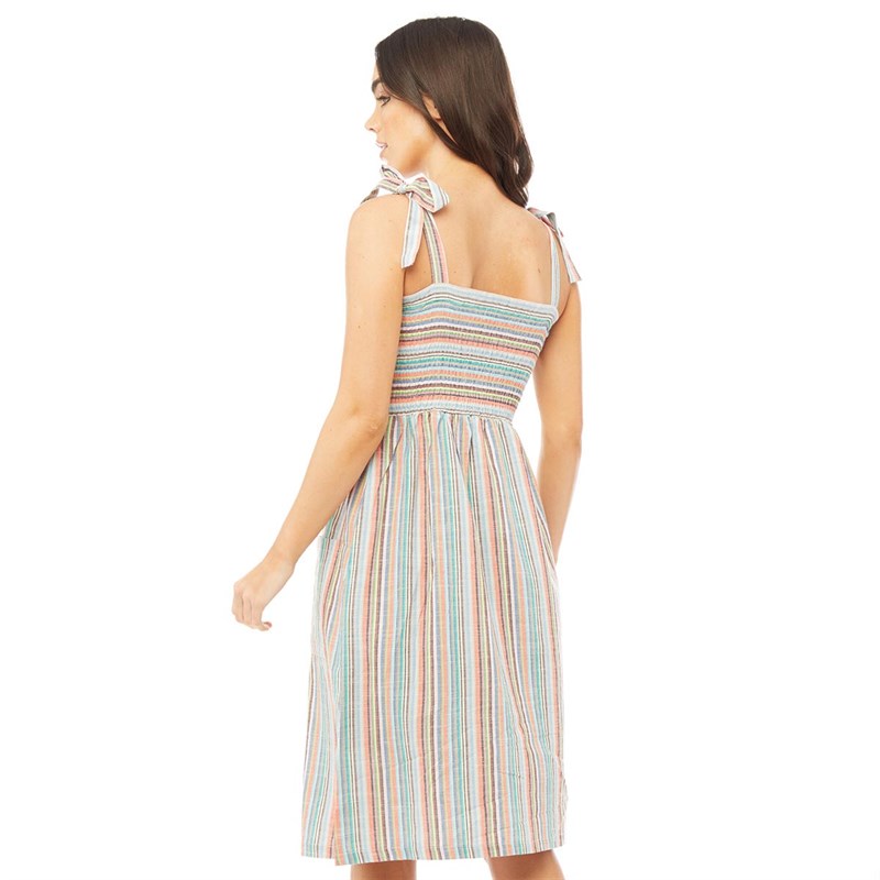 Brave Soul Womens Elena Striped Dress With Pockets Multi Colour Stripe