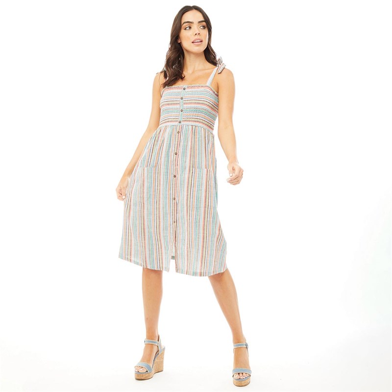 Brave Soul Womens Elena Striped Dress With Pockets Multi Colour Stripe