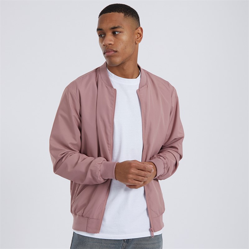 Brave Soul Mens Sanjay Bomber Jacket Pink