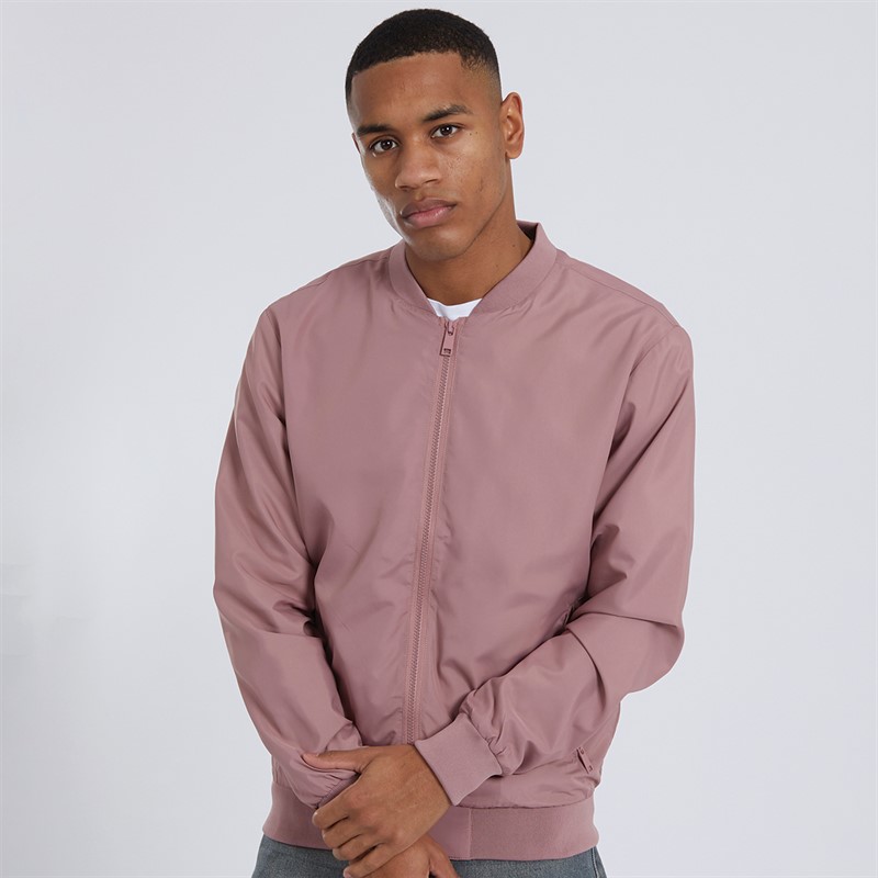 Brave Soul Mens Sanjay Bomber Jacket Pink