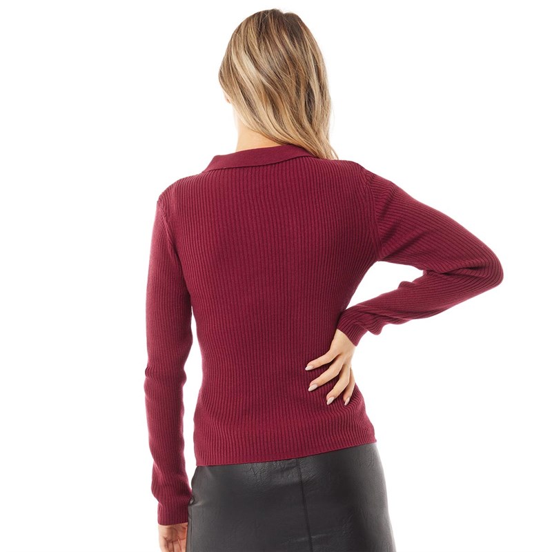 Brave Soul Womens Polison Jumper Blood Red