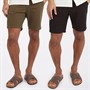 Brave Soul Mens Hansen Two Pack Chino Shorts Black/Khaki