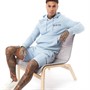 Brave Soul Mens Maximise Hoodie And Shorts Set Pale Blue