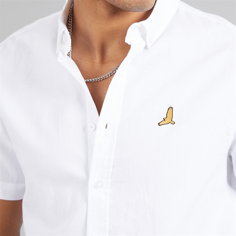 Brave Soul Mens Nero Short Sleeve Shirt Optic White Oxford