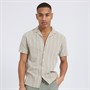 Brave Soul Mens Gogh Short Sleeve Shirt Stone/Ecru