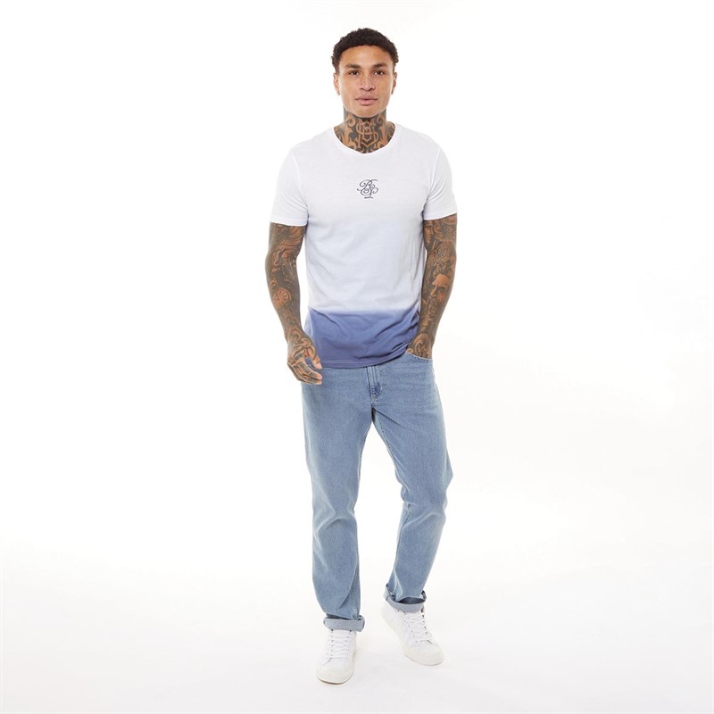 Brave Soul Mens Blend T-Shirt White/Pale Blue/Navy