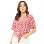 Brave Soul Womens Delia Floral Print Blouse Red Floral Combo