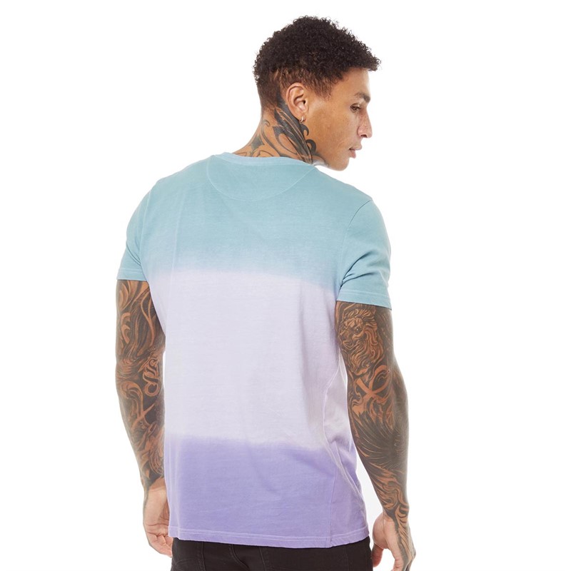 Brave Soul Mens Blend T-Shirt Green/Lilac/Purple