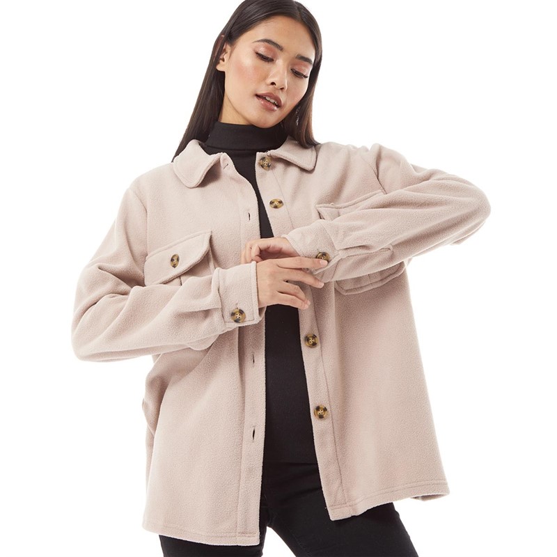 Brave Soul Damen Elaine Hemd mit langem Arm Taupe