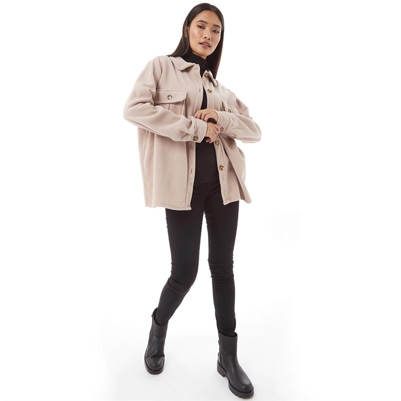 Brave Soul Damen Elaine Hemd mit langem Arm Taupe