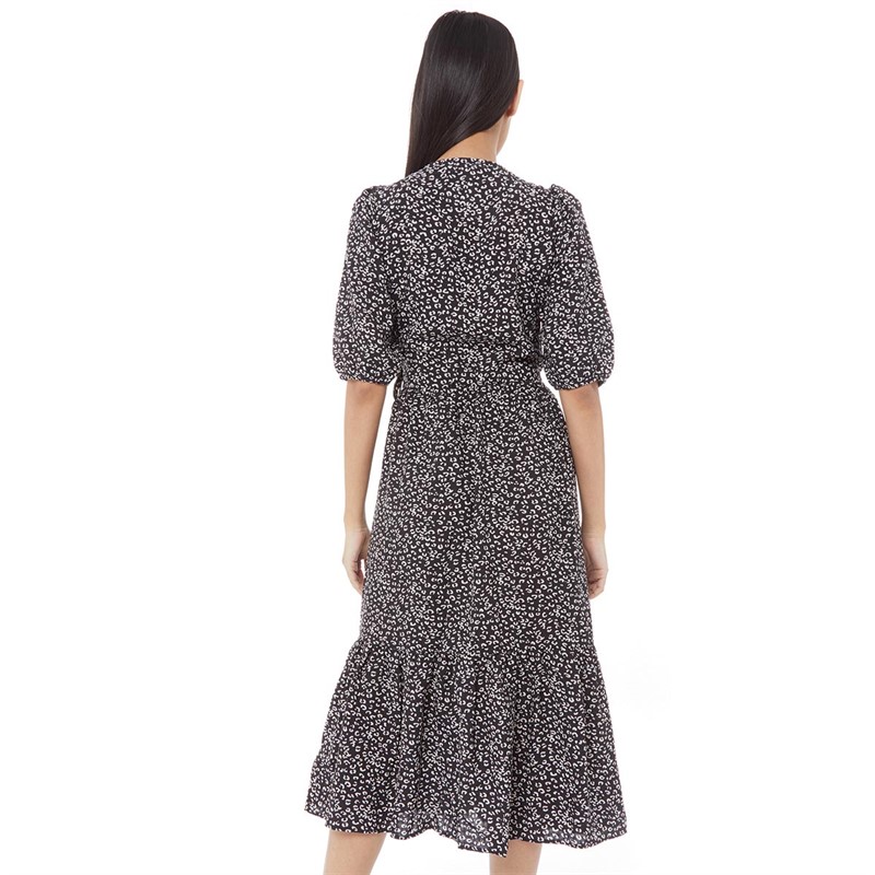 Brave Soul Womens Nanci Wrap Dress Black/White