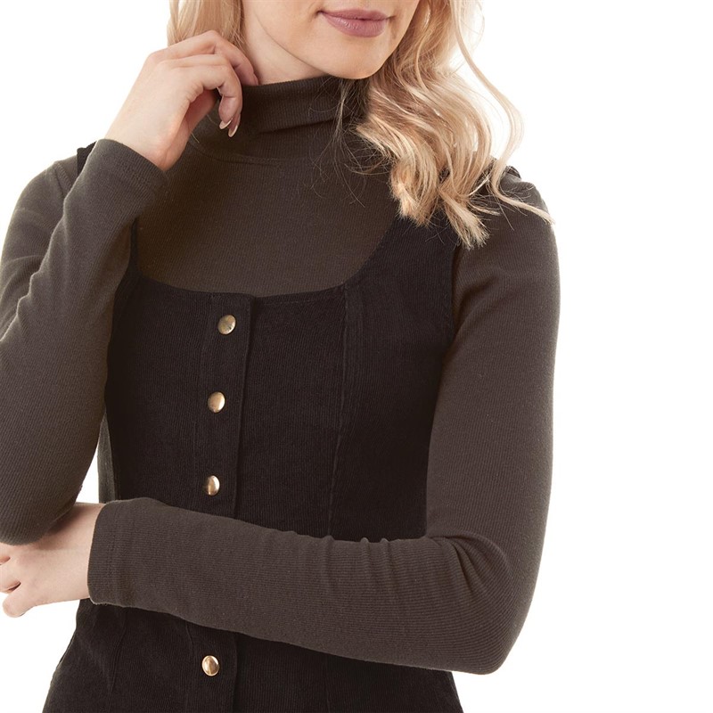 Brave Soul Womens Marie Corduroy Dress Black