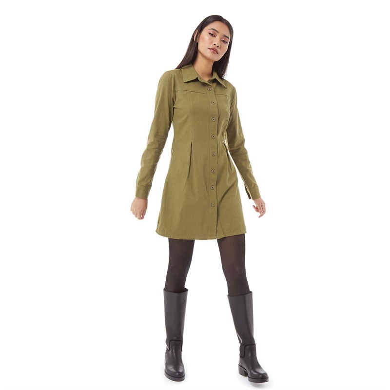 Brave Soul Womens Seema Utility Dress Khaki