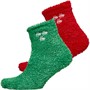 Brave Soul Womens Ho Cosy Socks Two Pack Red/Green