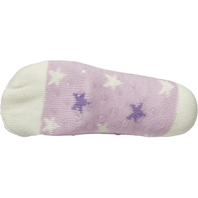 Brave Soul Womens Stars Cosy Socks Lilac/Ecru